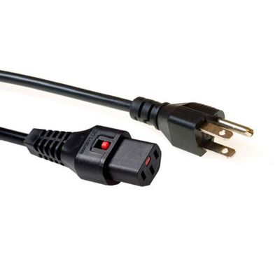 ACT AK5063 Netsnoer USA Stekker male | C13 IEC Lock | Zwart | 2 meter