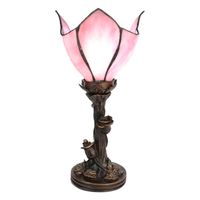 LumiLamp Tiffany Tafellamp 32 cm Roze Glas Tiffany Bureaulamp Roze Tiffany Bureaulamp - thumbnail