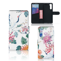 OnePlus Nord Telefoonhoesje met Pasjes Bird Flowers - thumbnail