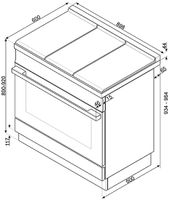 Smeg CPF9IPBL fornuis Vrijstaand fornuis Electrisch Inductiekookplaat zones Zwart A+ - thumbnail