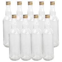 HI DIY glazen - 9x st - cadeau/decoratie flesjes 700 ml - met dop 8 x 27 cm