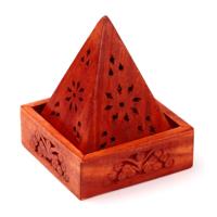 Mango Hout Piramide Wierookhouder Kegels Bloem Lijstwerk