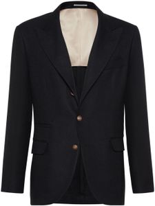 Brunello Cucinelli blazer en lin à revers pointus - Noir