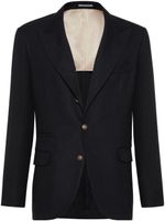 Brunello Cucinelli blazer en lin à revers pointus - Noir