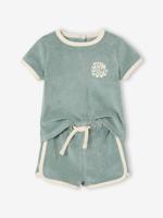 Badstoffen babyset met T-shirt en short grijsblauw Badstoffen babyset met T-shirt en short grijsblauw