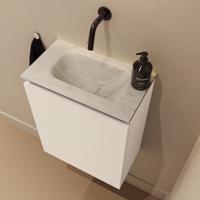 Toiletmeubel Mondiaz Ture Dlux | 40 cm | Meubelkleur Talc | Eden wastafel Opalo Midden | Zonder kraangat