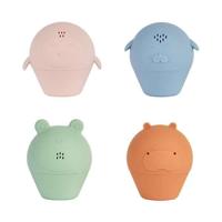 Badabulle Set di 4 Irrigatori da Bagno - Giocattoli da Bagno in Morbido Silicone - Aperti per essere lavati