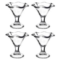 Set van 6x stuks ijs/sorbet coupes op voet - glas - 240 ml - IJscoupe glazen/schaaltjes