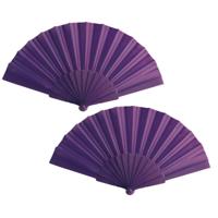 Spaanse Handwaaier - 10x - paars - 23 x 43 cm - Verkoeling waaiers voor zomerse themperatuur