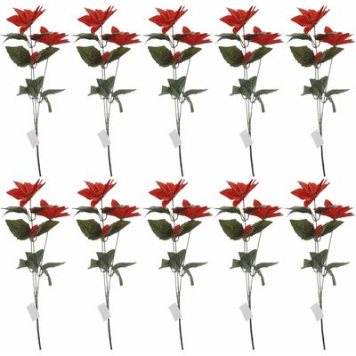 10x Rode Kerstster bloem 66 cm