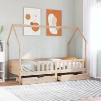 Kinderbedframe met lades 90x190 cm massief grenenhout