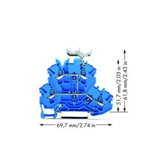 WAGO 2002-2239 Doorgangsklem 2-etages 5.20 mm Spanveer Toewijzing: N Blauw 50 stuk(s)