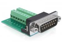 DeLOCK 65275 tussenstuk voor kabels Sub-D 15 pin Gameport 16 pin Terminal block Groen - thumbnail