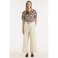 Scotch & Soda cropped high waist wide leg broek ecru - thumbnail