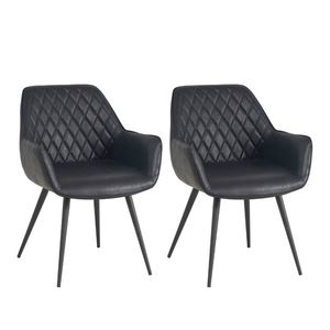 Set van 2 eetkamerstoelen industrieel Cara zwart