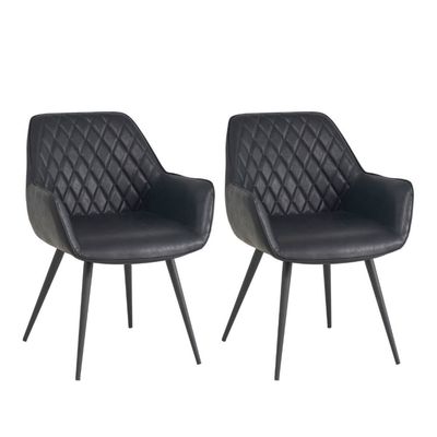 Set van 2 eetkamerstoelen industrieel Cara zwart
