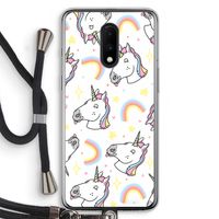 Rainbow Unicorn: OnePlus 7 Transparant Hoesje met koord