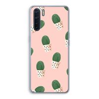 Cactusprint roze: Oppo A91 Transparant Hoesje