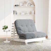 Futon slaapbank met matras 100x206x11 cm massief grenenhout wit