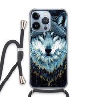 Darkness Wolf: iPhone 13 Pro Transparant Hoesje met koord