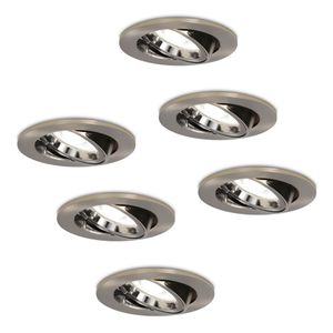 HOFTRONIC™ Set van 6 stuks dimbare LED inbouwspots Lublin met 5 Watt 6400K spot kantelbaar IP20