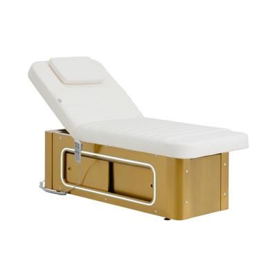 Behandelstoel elektrisch - 200 W - 195 x 79 x 61 cm- 200 kg - wit/goud - verwarmbaar - 2 motoren
