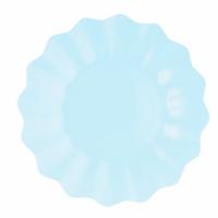 Feestbordjes/gebaksbordjes met schulprand - 8x - baby blauw - rond - karton - 21 cm