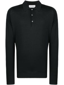 John Smedley polo en maille à manches longues - Noir