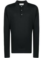 John Smedley polo en maille à manches longues - Noir