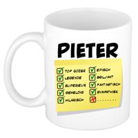 Naam mok Pieter - wit - top gozer - keramiek - 300 ml - cadeau collega beker