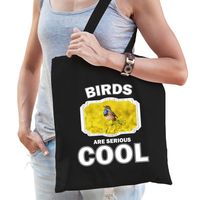 Dieren blauwborst vogel tasje zwart volwassenen en kinderen - birds are cool cadeau boodschappentasj - thumbnail