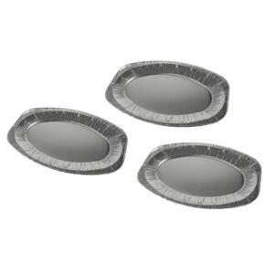 Aluminium BBQ/verjaardag/hapjes serveerschalen - zilver - 6x stuks - 43 x 28 cm - wegwerp