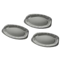 Aluminium BBQ/verjaardag/hapjes serveerschalen - zilver - 6x stuks - 43 x 28 cm - wegwerp - thumbnail