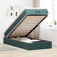 Ottoman bed met matras 100x200 cm fluweel donkergroen