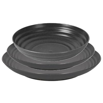 Plasticforte camping borden set - zwart - kunststof - 3 soorten - 12x stuks - onbreekbaar servies