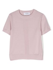 Thom Browne Kids t-shirt en laine vierge à col rond - Rose