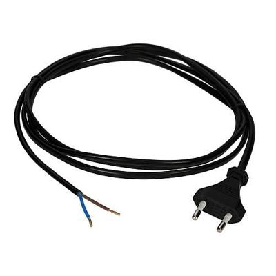 Aansluitsnoer 2 meter - Platte stekker - 2x0,75mm² - Zwart