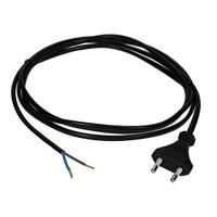 Aansluitsnoer 2 meter - Platte stekker - 2x0,75mm² - Zwart