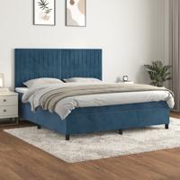 Boxspring met matras fluweel donkerblauw 160x200 cm