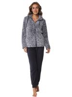 Teddy Huispak Dames Fleece - Grijs - Warm 2-delig pyjama pak met rits