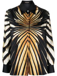 Roberto Cavalli chemise en soie à motif abstrait - Noir