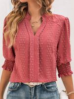 Plain V Neck Casual Loose Shirt