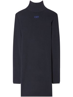 Off-White robe courte à logo intarsia - Bleu
