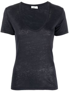 Closed t-shirt en lin à col v - Bleu