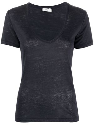 Closed t-shirt en lin à col v - Bleu