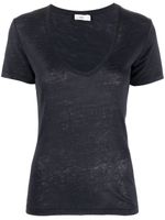 Closed t-shirt en lin à col v - Bleu