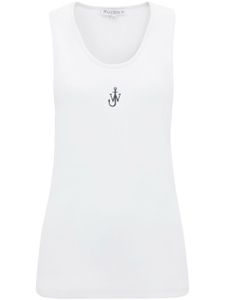 JW Anderson logo-embroidered cotton tank top - Blanc