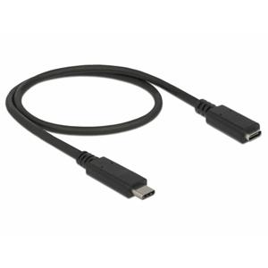 Delock USB-C-kabel USB-C stekker, USB-C bus 0.5 m Zwart 85532