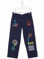 Stella McCartney Kids pantalon à fleurs brodées - Bleu - thumbnail