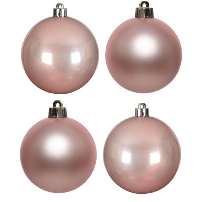 Decoris Kerstballen - 4x st - lichtroze - 10 cm - kunststof - kerstversiering Decoris Kerstballen - 4x st - lichtroze - 10 cm - kunststof - kerstversiering